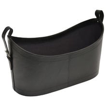 Black Buffalo Leather Scoop Magazine Basket